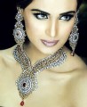 JW075 White Crystals And Burgundy Gemstones Necklace Party Jewellery