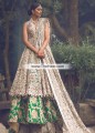 BW6860 Tan La Salle Green Crinkle Chiffon Banarasi Jamawar Raw Silk Lehenga