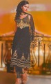 AK6983 Black Crinkle Chiffon Anarkali Style