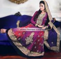 BW7097 Deep Carmine Byzantium Dark Persian Indigo Crinkle Chiffon Crepe Silk Anarkali