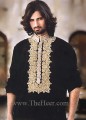 KT747 Black Linen Fabric Kurta