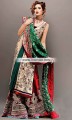 BW6799 Cream Bulgarian Rose UP Forest Green Self Design Jamawar Velvet Banarasi Crinkle Chiffon Lehenga