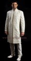SW457 Off White Raw Silk Sherwani