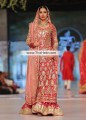 BW7459 Bright Red Coral Pink Raw Silk Banarasi Jamawar Sharara