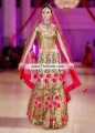 BW7564 Metallic Gold Vanilla Pink Jersey Crinkle Chiffon Lehenga