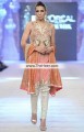 PW6071 Flax Salmon Pink White Burnt Sienna Net Crepe Silk Banarasi Jamawar Party Dress