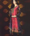 PW6436 Amaranth And Dark Indigo Crinkle Chiffon Shalwar Kameez