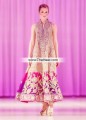 AK7536 Deep Peach Deep Magenta Deep Pink Crinkle Chiffon Anarkali Frock