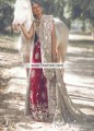 BW6872 Pastel Gray Dark Red Crinkle Chiffon Pure Jamawar Lehenga