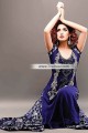 SC6788 Dark St. Patrick's Blue Crinkle Chiffon Banarasi Jamawar Lehenga