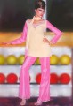 PW626 Cream and Fuchsia Crepe Party Wear