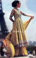 SC6422 Metallic Gold Banarasi Crinkle Chiffon Anarkali Style