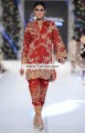 PW6652 Carnelian Self Print Jamawar Raw Silk Crinkle Chiffon Party Dress