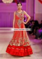 BW7552 Scarlet Red Crinkle Chiffon Raw Silk Lehenga
