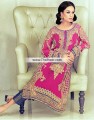 PW6765 Deep Cerise Duke Blue Crinkle Chiffon Banarasi Jamawar Party Dress