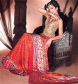 BW271 Coffee & Orange Red Lehenga