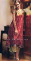 EW6697 Cardinal CRepe Silk, Banarsi Jamawar And Raw Silk Anarkali Style
