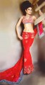 BW8249 Fire Red Mermaid Lehenga