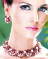 CJ014 White Rose And Fuchsia Gemstones Jewellery