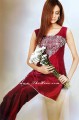 PW8459  Deep Red Charmeuse Party Wear