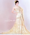 BW8817 Gold Ice Back Train Lehenga