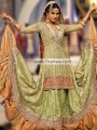 BW5429 Dark Khaki Crinkle Chiffon Banarasi Jamawar Sharara