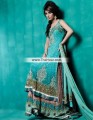 BW7328 Tiffany Blue Chocolate Brown Crinkle Chiffon Banarasi Jamawar Lehenga