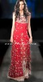 EW6467 Dip Dyed Alizarin Crimson Carmine Crinkle Chiffon Anrkali Style