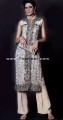 PW6781Gray Crinkle Chiffon Party Wear