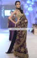 SR6094 Black Dark Eggplant Raw Silk Crinkle Chiffon Saree