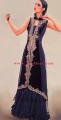 PW6663 Dark Purple Heart Crinkle Chiffon And Velvet Sharara