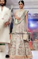 AK7255 Off White Tea Green Crinkle Chiffon Crepe Silk Anarkali