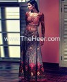 SC6711 Dark Sangria Dark Ash Grey Crinkle Chiffon Raw Silk Lehenga