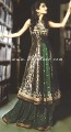 SC6690 Dark Spring Green And Black Charmeuse Silk Sharara 