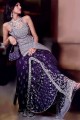 BW6791 Lavender Gray Red & Federal Blue Lehenga