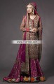 BW6996 Maroon Tyrian Purple Crinkle Chiffon Banarasi Jamawar Gharara
