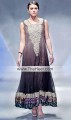 AK7981 Light Wenge Purple Taupe Crinkle Chiffon Raw Silk Anarkali Dress