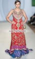 BW7944 Bright Red Dark Violet Crinkle Chiffon Banarasi Jamawar Sharara