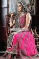 BW6789 Radical Red Raspberry Deep Jungle Green Crinkle Chiffon Lehenga