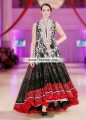 AK7530 Off White Black Medium Candy Apple Red Crinkle Chiffon Anarkali Pishwas Frock