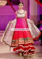 AK7553 Carmine red Cerise pink Cadmium Red Off White Crinkle Chiffon Banarasi Jamawar Anarkali Sharara