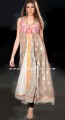 AK6423 Cerise Pink,Beaver And Off White Banarasi Crinkle Chiffon And Net Anarkali Style