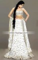 BW6323 Off White Crinkle Chiffon Jamawar Lehenga