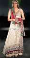 BW6172 Off White & Upsdell Red Crinkle Chiffon & Banarasi Jamawar Lehenga