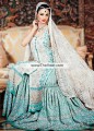 BW6798 Off White Blizzard Blue Crinkle Chiffon Raw Silk Embroidered Chiffon Gharara