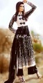AK6894  Black Crinkle Chiffon Anarkali Style
