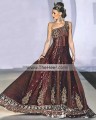 BW7842 Auburn Seal Brown Dark Sienna Raw Silk Crinkle Chiffon Banarasi Jamawar Anarkali