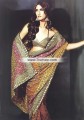 SR6877 Metallic Gold Gamboge Fancy Net Crinkle Chiffon Saree