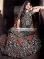 BW6302 MSU Green Rust Brown Crinkle Chiffon Lehenga