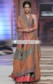 BW6035 Multi Color Dark Raspberry Radical Red Banarasi Jamawar Crinkle Chiffon Pure Silk Lehenga
